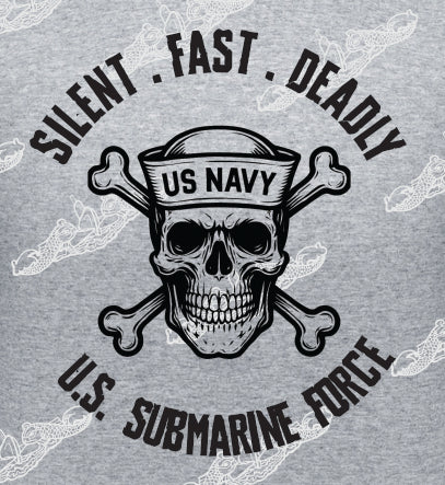 Silent Fast Deadly US Submarine Force NAVY SKULL  Clothing