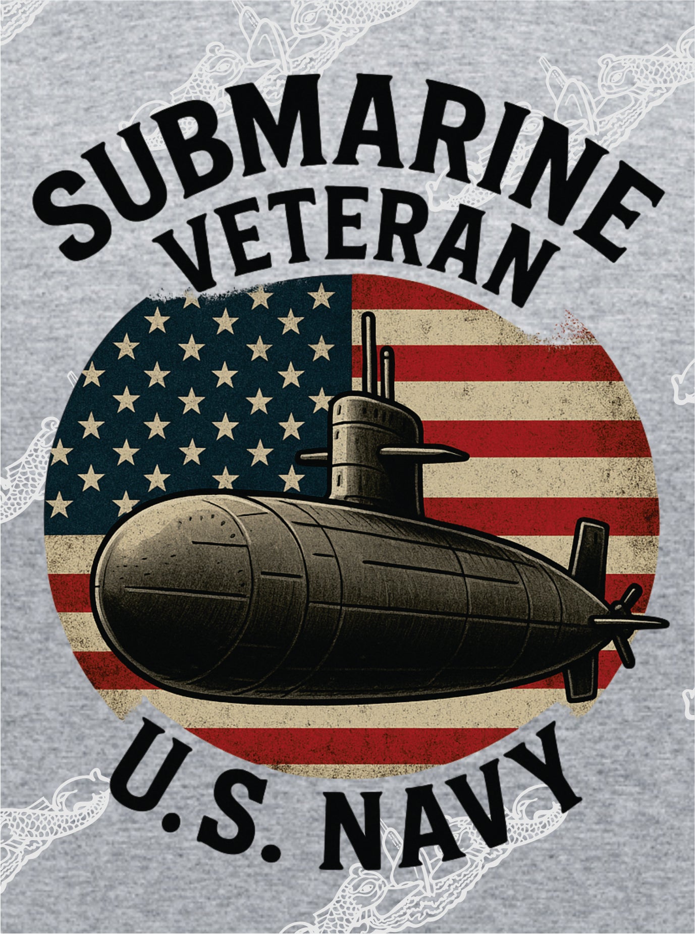 Submarine Veteran Circle Flag US NAVY  :  Clothing (Great with added Boat Text)